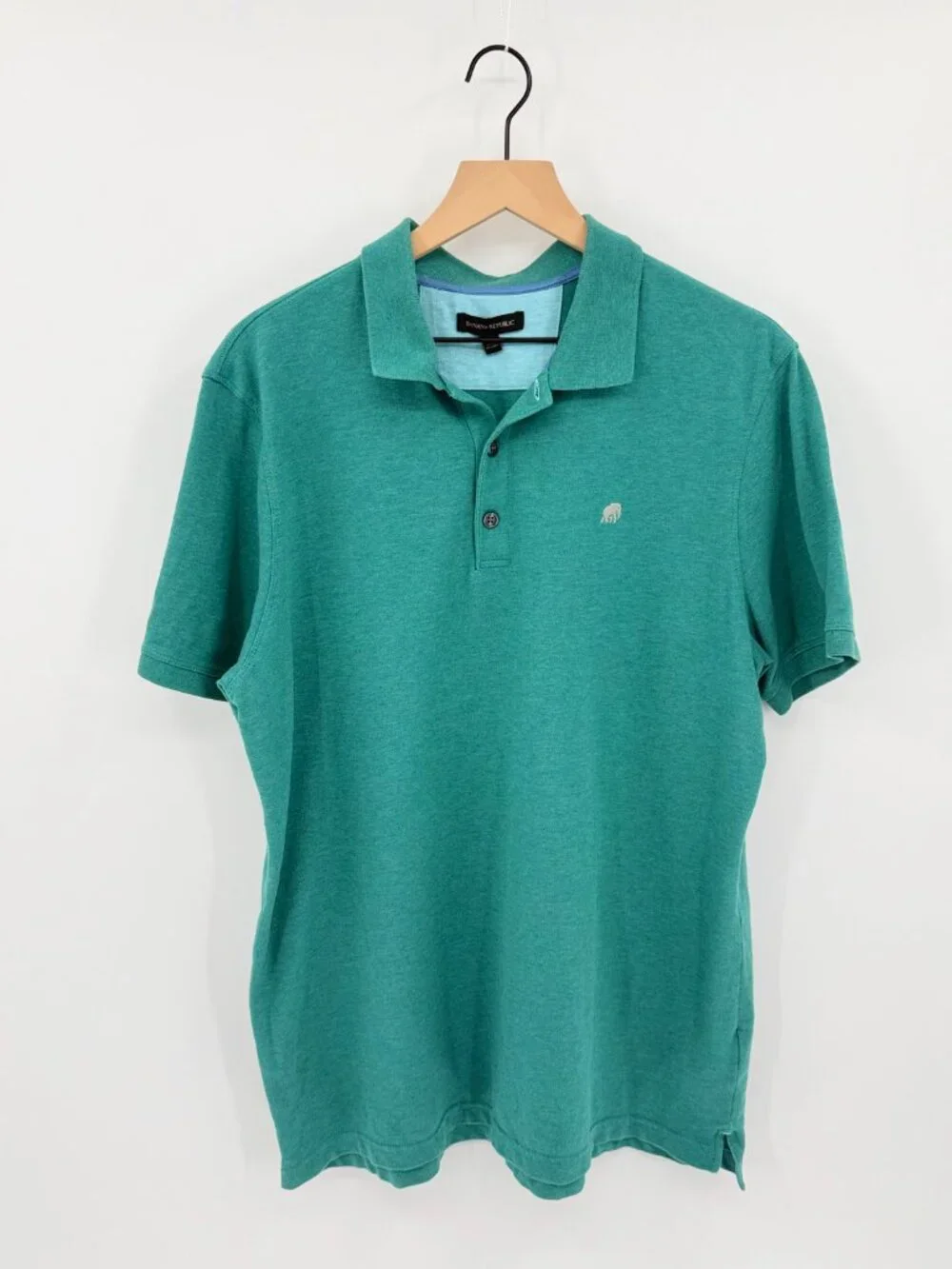 Banana Republic Polo Shirt Men XL Green Short Sleeve Elephant Logo Pique EUC